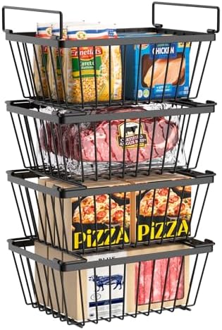 Freezer Organizers Bins, Black, 4 Pack by WRRLORS