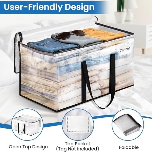 RoomHacks Moving Bags, Heavy Duty Large Storage Bags, 100L, 4 Pack, Clear - Image 3