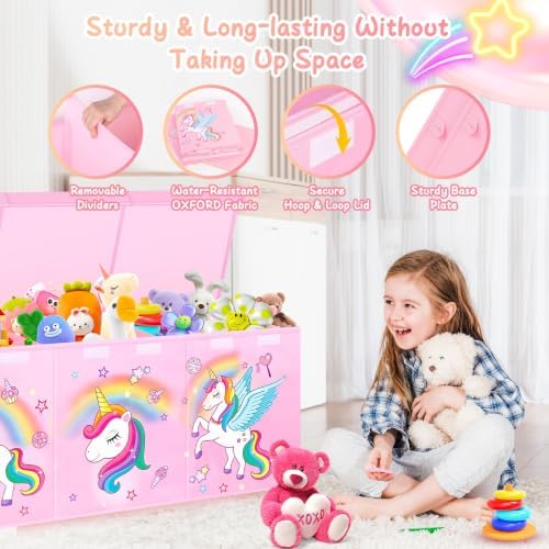 Extra Large Toy Box with Lids, Collapsible Storage Chest, 40"x16"x16" Pink - Image 4