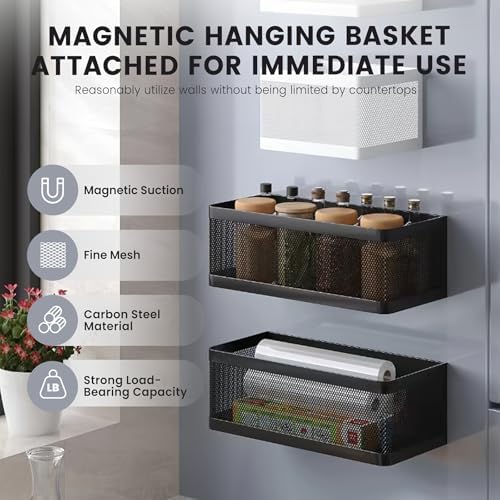 1 Pcs Magnetic Shelf For Fridge, Black, 11''L*4.9''W*3.9''H - Image 6