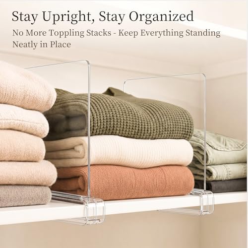 SortNStore Shelf Dividers Purse Organizer for Closet: Acrylic Clear 6 Pack - Image 2