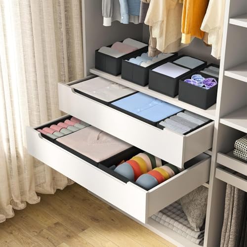 DIMJ Drawer Organizer Clothes 6 Pack - Foldable Baby & Nursery Organization Dresser Dividers for Bedroom, Closet - Black - Image 6