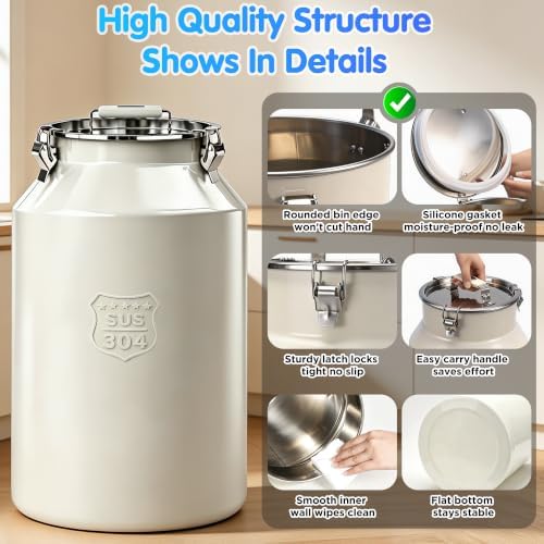 Large 304 Metal Dog Food Storage Container 48LB /45 Qt, Stainless Steel Airtight Pet Food Containers with Lid & Scoop, Pet Food Bin for Dogs, Cats and Dry Food Storage Keep Fresh - Image 4