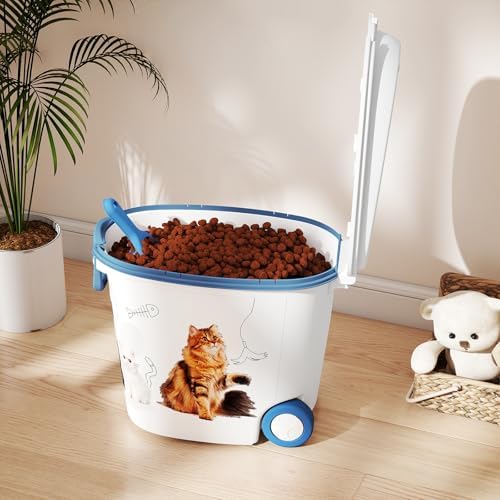 DRATO Cat Food Storage Container with Removable Wheels, Extra Large Capacity Sealed Lid Design for Easy Cleaning, Multi-Purpose Pet Food Container Bowl Scoop Included. - Image 2