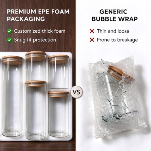 6 Pack Airtight Glass Storage Containers Set for Tea Coffee Pasta Spices - Image 6