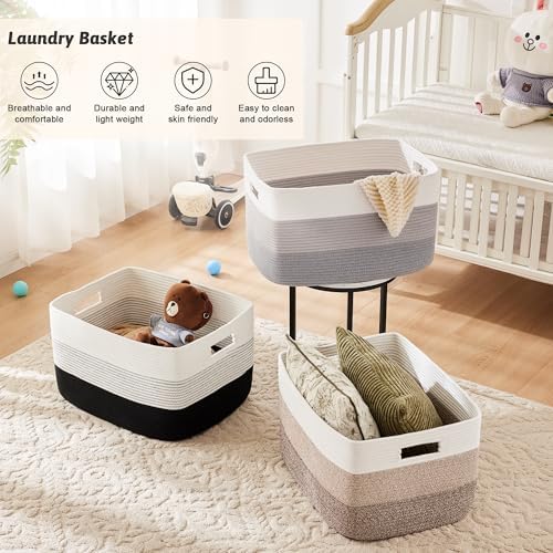 Artfeel Blanket Basket,Rectangle Woven Baskets for Storage,100L Laundry Basket for Decorative Nursery Blanket,Toys,Dirty Clothes and Magazine in Shelves,Baby Room,and Living Room - Image 6