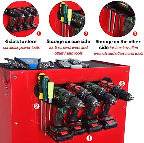 ULIBERMAGNET Magnetic Power Tool Organizer, Utility Storage Rack Shelf with Screwdriver Holder,Wall Mount Heavy Duty Cordless Drill Holder,Removable Tool Rack Suitable for Garage, Workshop - Image 4