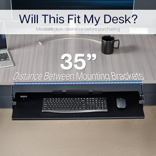 VIVO Black Under Desk 34 x 11 in Adjustable Keyboard Tray, MOUNT-KB34S - Image 4