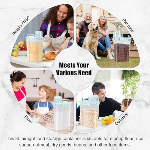 LEAWALK Airtight Rice Container 3-5Lbs, 3Qt Flour Storage Bin BPA free-Blue - Image 6