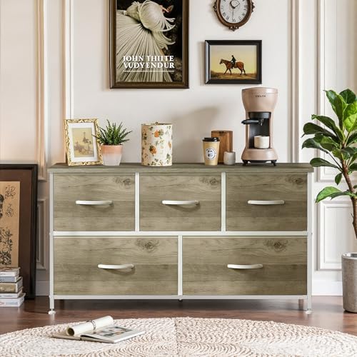 5-Drawer Dresser for Bedroom, Anti-Tip Wide Storage Organizer Fabric - Image 2