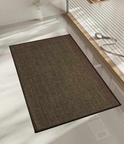 chakme Bathroom Rugs Mat 32x17, Ultra Thin Non Slip Bath Mat Quick Dry Absorbent Bath Mat for Bathroom Floor, (Brown, 32"x17") by CHAKME