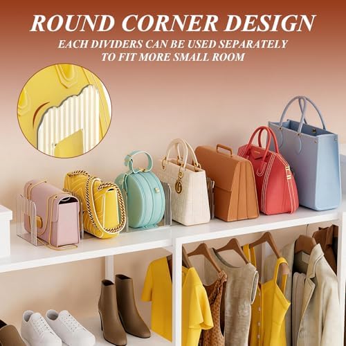 Clear Purse Organizer for Closet, Adjustable Purse Storage Handbag Storage Shelf Dividers, 1 Set Plastic Clutch Dividers for Closet Organizers Perfect for Purse Handbag Books - Image 7