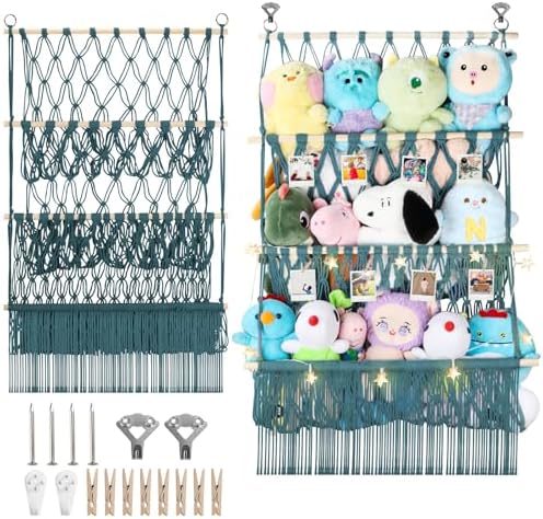3 Tier Stuffed Animal Storage Net, 24x39'' Large Plushy Net, Aqua by iHansee