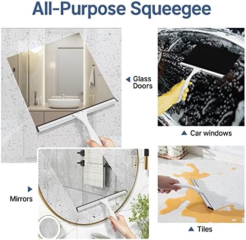 AmazerBath Squeegee for Shower Glass Doors - All-Purpose Squeegee with Hook for Windows, Mirrors, Tiles and Car Glass, 10 Inches - Image 4