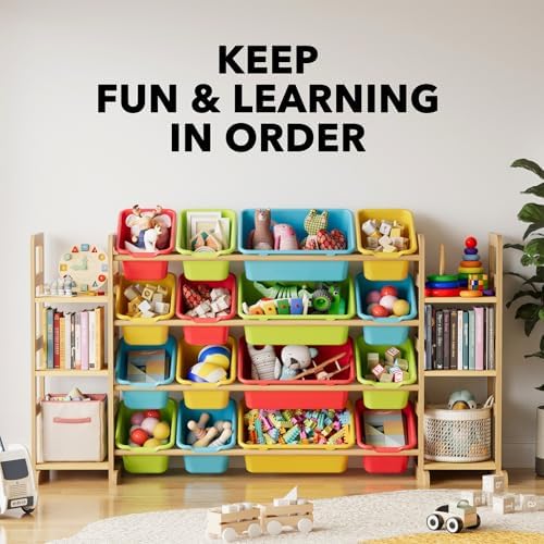 SpaceAid Toy Storage Organizer with 6 Shelves and 16 Bins, Toy Organizers Storage Bookshelf, Kids Bin Shelf Toys Box Bookcase for Bedroom Playroom Organization Room Decor, Multi-Colored - Image 6