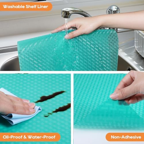 Refrigerator Liner Non Adhensive Shelf Mats, Blue 17.5"× 236.2" - Image 4