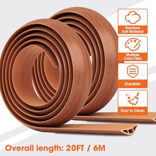 20 FT Floor Cord Cover, Cord Covers for Wires on Floor, Cord Protector, Floor Cable Cover, Hide Extension Cord Covers for Floor, Cable Cavity: 0.47" (W) x 0.29" (H) - Brown - Image 4