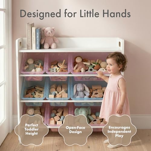 Humble Crew Kids Toy Organizer with Display Shelf, 9 Bins, 3 Tier Storage - Image 3