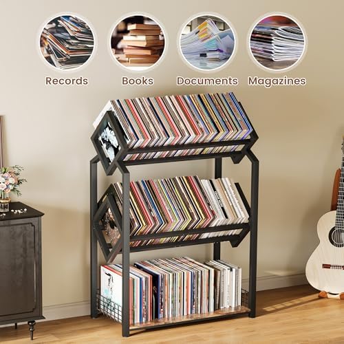 Homeiju 3-Tier Vinyl Record Storage Holder with Dividers - Image 5