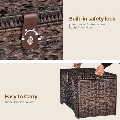 165L Handwoven Wicker Storage Basket with Lid, Large Storage Trunk - Image 5