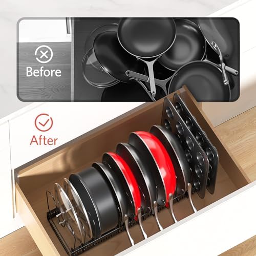 ORDORA Pots and Pans Lid Organizer under Cabinet, 12 Dividers, Black - Image 6