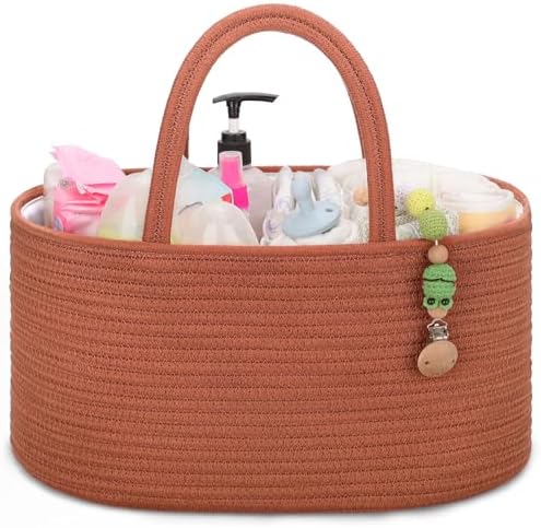 COMSE Baby Diaper Caddy Organizer with Handles, Cotton Rope, Autumn Glaze by COMSE