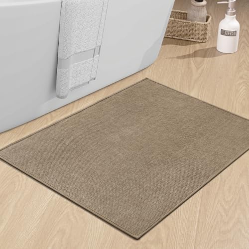 chakme Bathroom Rugs Mat 36x25, Ultra Thin Non Slip Bath Mat Large Quick Dry Absorbent Bath Mat for Bathroom Floor, (Dark Beige, 36"x25") by CHAKME