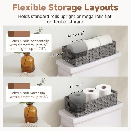 StorageWorks Toilet Tank Basket for Bathroom, Wicker Storage Baskets, Gray - Image 4