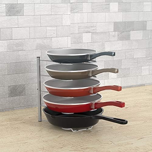 Deco Brothers Pan Organizer Rack for Kitchen Cabinet and Counter, Silver - Image 2