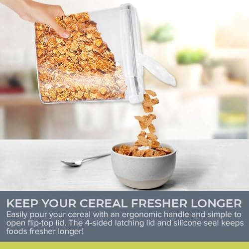 Simply Gourmet Airtight Cereal Containers with Lids – 4 Piece Tall Kitchen Pantry Organization Set, BPA-Free Clear Plastic, Pour Spout Lids for Breakfast Cereal, Rice, Flour, Sugar, Snacks - Image 3