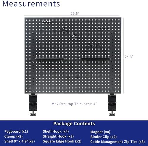 VIVO Black Clamp-on 30 x 24 inch Desk Pegboard, PP-DK30B-1 - Image 3