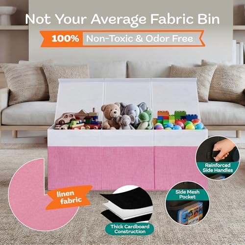 SoftOwl Extra Large Toy Storage Organizer with Lid - Sturdy, Collapsible Toy Chest Storage Box Design - Toys Bin with Dividers for Kids, Nursery, Bedroom, Playroom 37"x16"x14" - Image 4