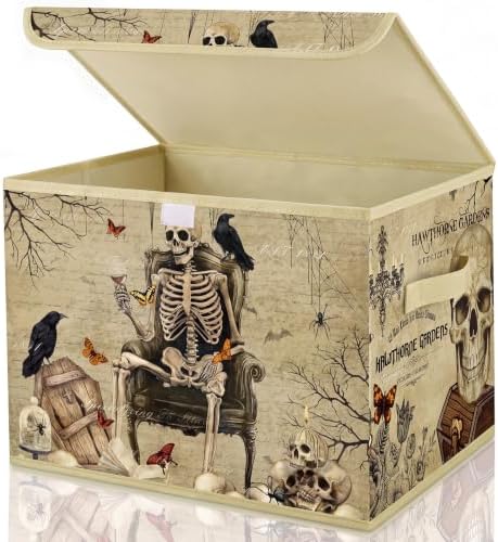 Briwooody Vintage Gothic Halloween Storage Bin with Lid and Carrying Handle by Briwooody