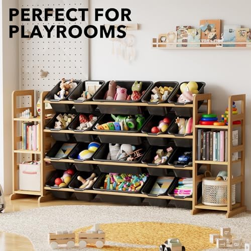 SpaceAid Toy Storage Organizer with 6 Shelves and 20 Bins, Toy Organizers Storage Bookshelf, Kids Bin Shelf Toys Box Bookcase for Bedroom Playroom Organization Room Decor, True Black - Image 5
