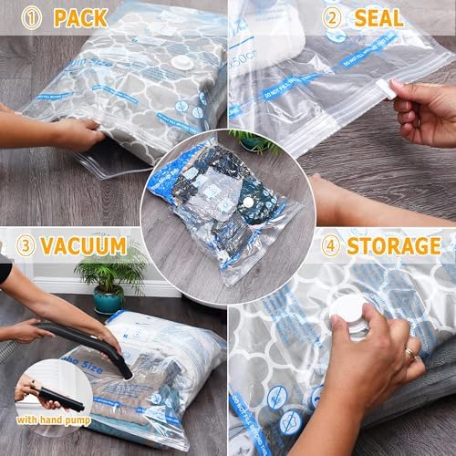 MEIQIHOME Vacuum Storage Bags, Space Saver Sealer Bags,Vacuum seal bags for clothing, Pillows, Comforters, Blankets, Bedding,Travel,6 LARGE - Image 5