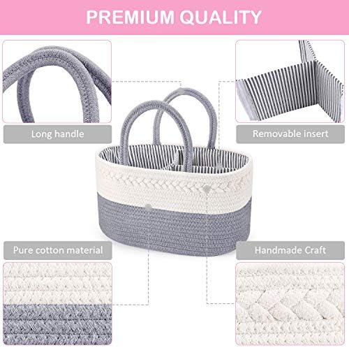 ABenkle Baby Diaper Caddy Organizer, Cotton Rope Nursery Storage Basket - Image 4