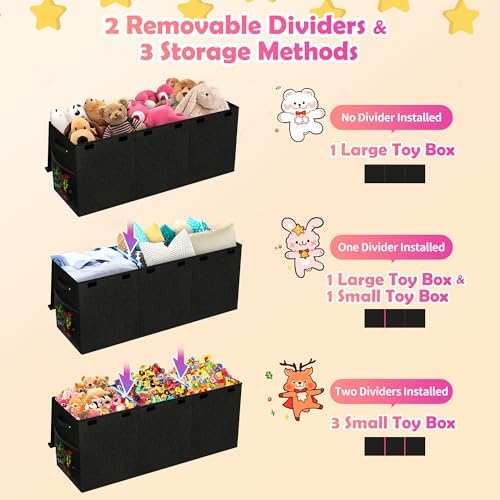 Extra Large Toy Box, Collapsible Toy Storage Organizer, 40"x16"x16", Black - Image 6