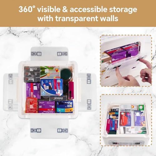 2-Tier Medicine Organizer - 22qt Plastic Foldable Storage Box with Handle - Image 6