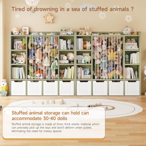 ONBRILL 3-in-1 Toy & Stuffed Animal Storage, 4 Movable Toy Chest, Green - Image 6