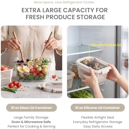 GENICOOK 2 Set Large Glass Produce Containers for Fridge with Colanders - Image 5