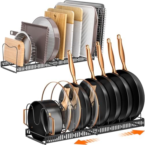 MUDEELA Expandable Pot Pan Lid Organizers inside Cabinet, 10 Divider 2-Pack by MUDEELA