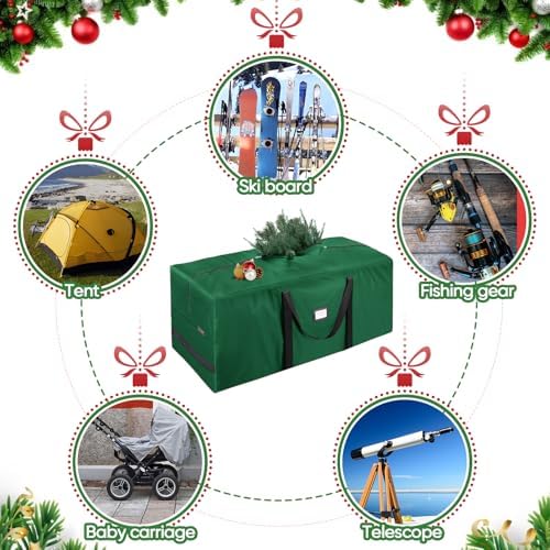 BALEINE 9 ft Christmas Tree Storage Bag, Heavy Duty 900D Oxford Fabric with Reinforced Handles and Dual Zippers Wide Opening, Extra Large Storage Container for Trees and Decorations (Green) - Image 6
