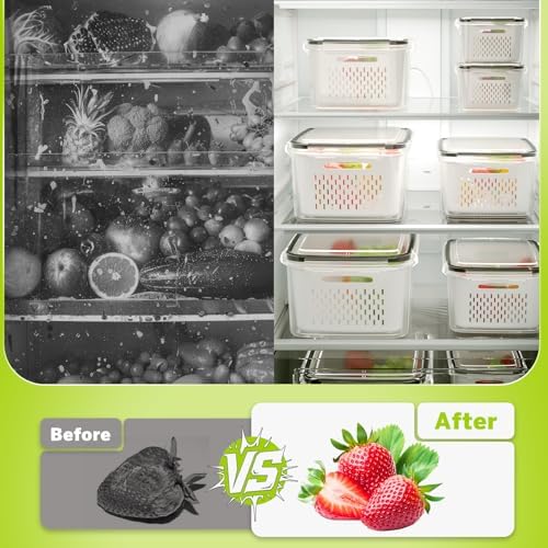 5 Pack Fruit Storage Containers for Fridge, Plastic Fruit Containers Set - Image 4