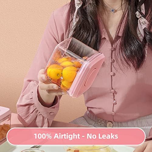 Ankou Airtight Food Storage Container - 7 Pcs One Button Handy Container Stackable Food Containers for Snacks Candy Salt Herbs Spices Coffee Bean Formula Popcorn BPA-Free Tight Seal - Image 3