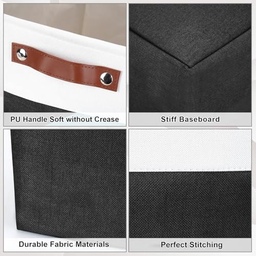 Bagnizer Collapsible Fabric Storage Cubes 11x11 Cube Storage Bins, 4 Pack Closet Baskets Box with Handles for Organizing, Shelf, Toys, Clothes, Home, Office, Nursery (Black&White) - Image 6