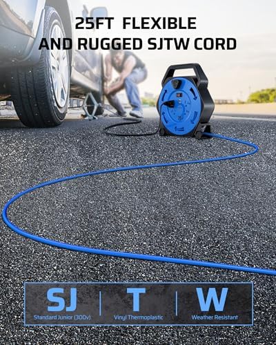 DEWENWILS 25FT Extension Cord Reel, Hand Wind Retractable Cord Reel - Image 2