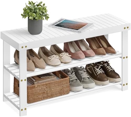 SONGMICS Shoe Rack Bench, 3-Tier Bamboo Entryway Bench, 35.2 Inches Width by SONGMICSbySONGMICSHOME