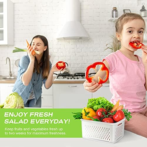 TBMax Fruit Storage Containers for Fridge Organizers and Storage, 4 Pack Large Produce Saver with Airtight Lid & Colander for Berry Lettuce Salad Vegetable Storage, Refrigerator Organizers - Image 2