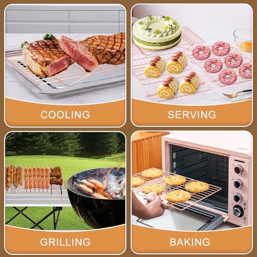 Briout Cooling Rack for Cooking Baking 3 Tiers,16"x10" Wire Rack, Rose Gold - Image 6