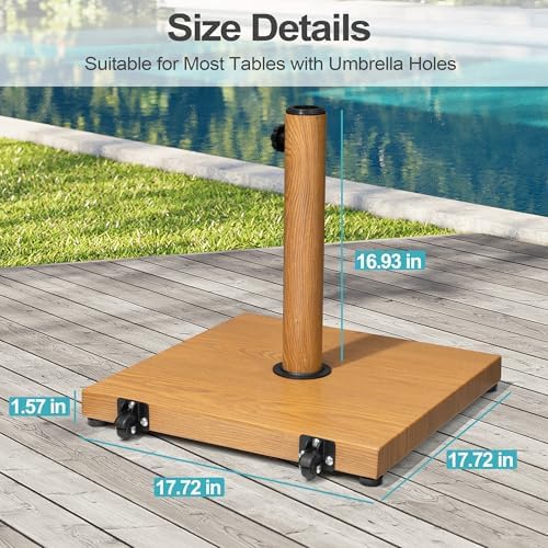 Patio Umbrella Base with Wheels, 43lbs Outdoor Umbrella Stand - Image 3